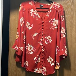 TORRID Harper Rust orange floral button down v neck